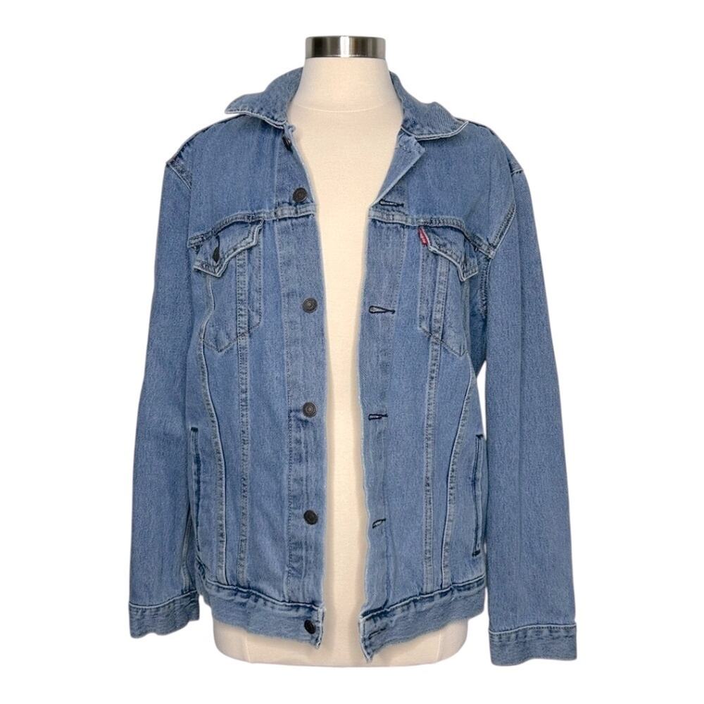 Levi’s Denim Trucker Jean Jacket Light Wash Button Up Cotton Classic Sz Large